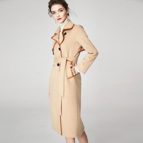 Women s winter coat khaki Double sided wool cashmere outwear 2019 autumn plus size ladies trench coats jackets long free ship