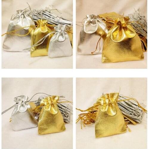100Pcs Gold Color&Silver Color 9x12cm Organza Bag Jewelry Pouch Bag,Christmas Wedding Bridal Birthday Party Gift Bags & Pouches