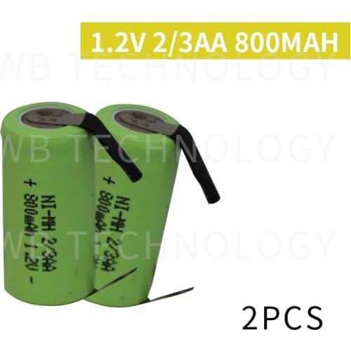 2 Pieces/lot New Original 1.2V 2/3AA 800mAh Ni-Mh 2/3 AA Ni-Mh Rechargeable Battery With Pins Free Shipping