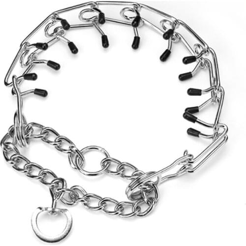 20pcs 4 Sizes Pet Dog Training Obedience Choke Chain Adjustable Plated Steel Prong Dog Collar For Pit Bull With Cover