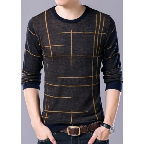2019 New Fashion Brand Sweater Woolen Mens Pullovers Striped Slim Fit Jumpers Knitwear Autumn Korean Style Casual Mens Clothes