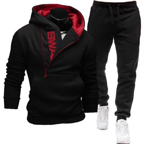 2021 Tracksuit Men 2 Pieces Set Sweatshirt + Sweatpants Sportswear Zipper Hoodies Casual Mens Clothing Ropa Hombre Size M-3XL