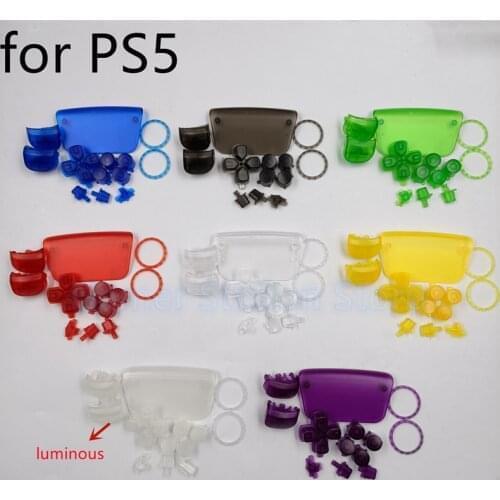 56sets Transparent For PS5 Replacement Gamepad Parts Joystick Ring Touch Pad Cover L1R1 Trigger Button D-pad Buttons Accessories