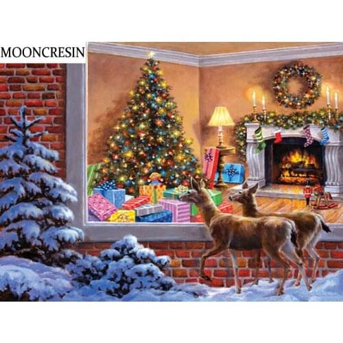 5D Diy Diamond Painting Deer Christmas Home Decor Needlework Crafts Full Square Diamond Mosaic Embroidery Cross Stitch Animals