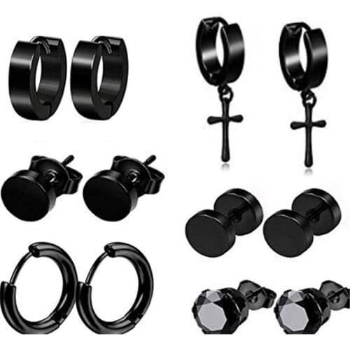 6 Pairs/Set Stainless Steel Punk Piercing Earrings Hip Hop Rock Ear Studs Unisex Women Men Decorations Jewelry Gifts X4YA