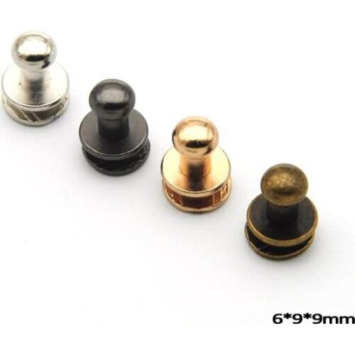 60sets/lot 6*9*9mm alloy screw rivets knob handbag belt shoes watchband metal rivets nickle,black,bronze,gold ZD024