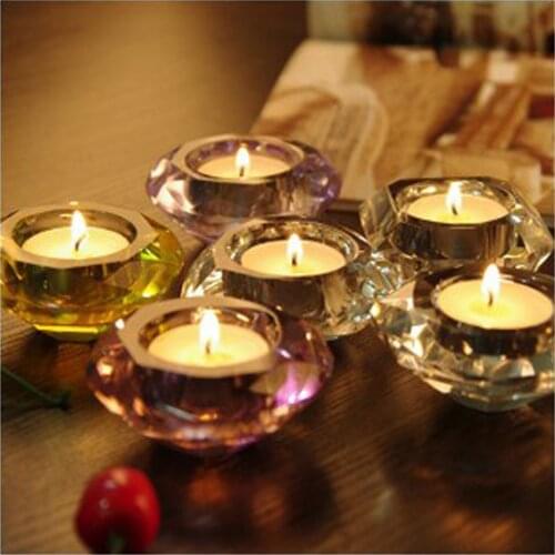 Diamond Crystal Glass Candle Holders Candlelight Dinner Tea Light Candelabra Centerpieces Wedding Home Decoration Accessories