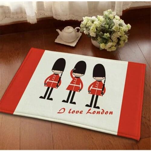British Soldier decor anti-slip Coral velvet carpet 40*60cm bathroom door mat KEEP CALM AND CARRY ON wedding room mat car