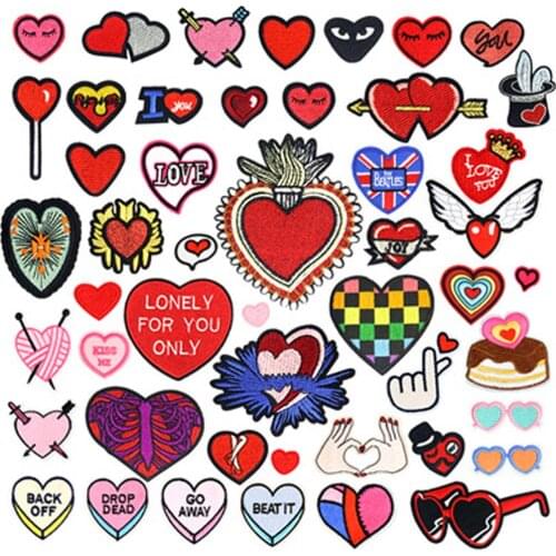 Heart Wing Hand Cartoon Patches Cap Shoe Iron On Embroidered Appliques DIY Apparel Accessories Patch For Clothing Fabric Badges