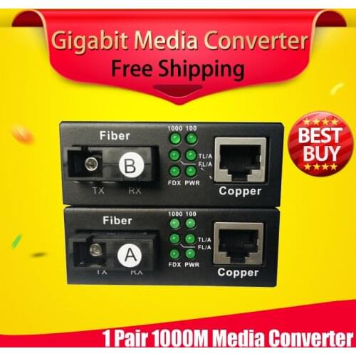 Free shipping 1 pair gigabit fibra optical to rj45 UTP media converter 1310/1550 fiber to ethernet switch fiber interruptor