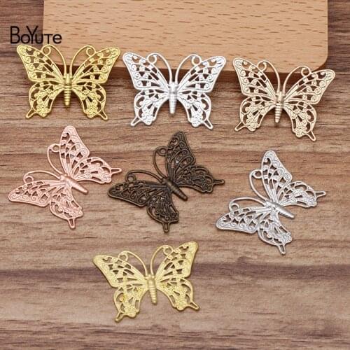BoYuTe (50 Pieces/Lot) 25*35MM Butterfly Metal Brass Filigree Findings Diy Hand Made Jewelry Accessories