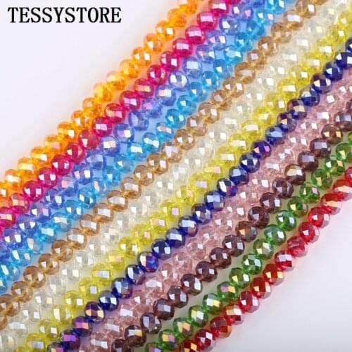 2/3/4/6/8mm Austria AB Color Cut Faceted Crystal Beads Loose Spacer Round Glass Beads For Jewelry Making Bracelet Accessories