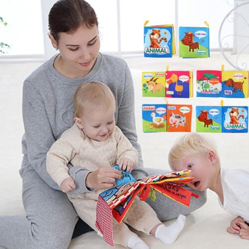 Baby Toy Teether Infant Cloth Book Infant Educational Cognitive Learning Boys Girls Newborn 0-12 Month Animals Kids Book Rattles