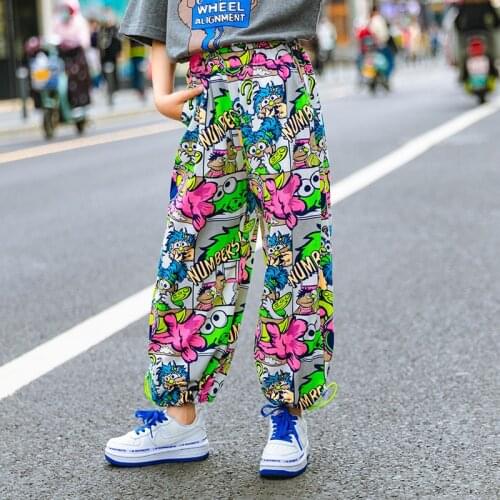 Kids Girls Oversize Cartoon Print Long Pants 8 10 years Cool Girls Outfit