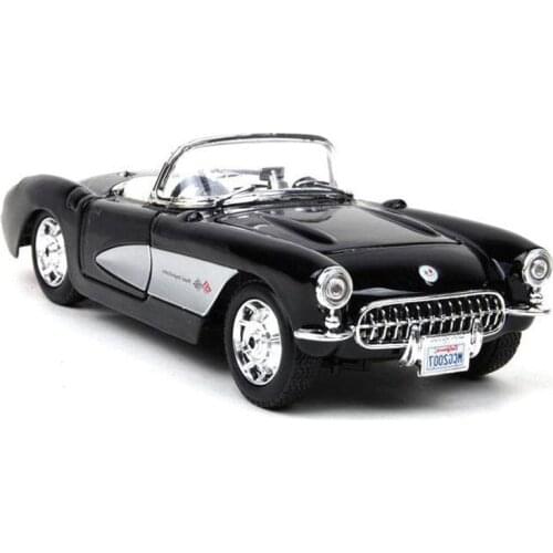 1:24 1957 Corvette Discast Alloy Convertible Classic Car Model Retro Metal Vehicle Boys Kids Toys Collection Display Show Gift