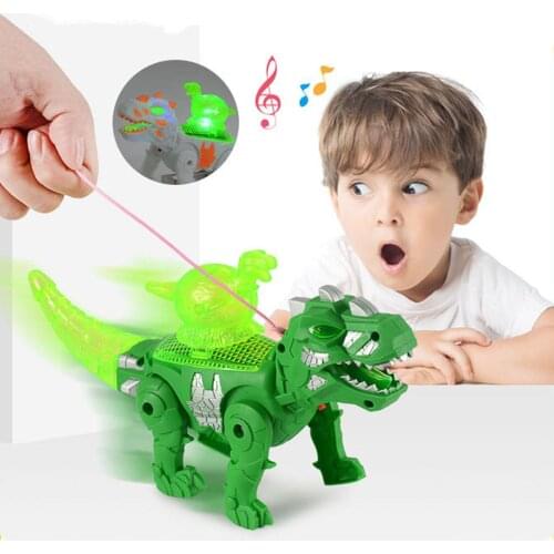 Electric Colorful Simulation Dinosaur Model Walking Sound Light Kids Toy Gift
