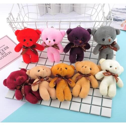 20Pcs/Lot 12cm 10 Colors Bear Plush Toys Mini Teddy Bear Dolls Small Gift for Party Wedding Present Pendant Cute Teddy Doll