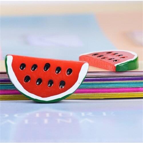 Julie Wang 10PCS Resin Watermelon Charms No Nail Artificial Fruit Slices Pendant Keychain Jewelry Making Accessory Decor