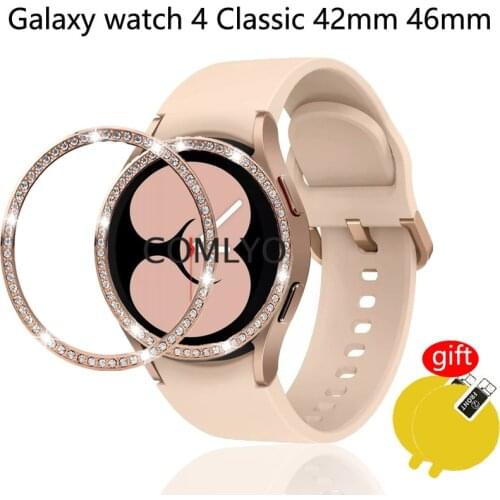 Bezel Ring Styling for Samsung Galaxy Watch 4 classic 46mm Smart Watch Bracelet Ring Case Protection Cover Screen Protector film