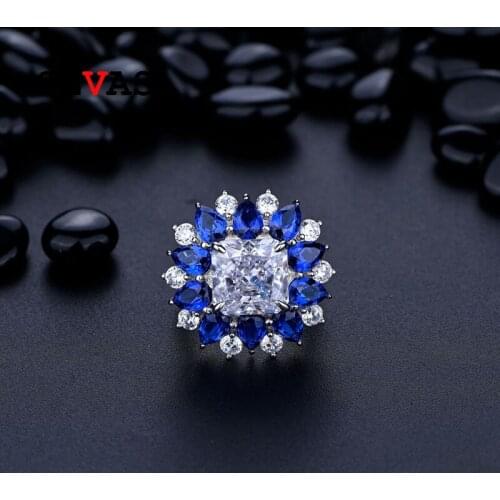 OEVAS 100% 925 Sterling Silver 10*10mm Square High Carbon Diamond Ice Flower Cut Rings For Women Sparkling Wedding Fine Jewelry