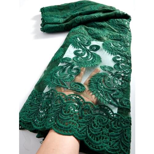 African Lace Fabric High Quality Lace Sequins Embroidery Tulle Lace Fabric Red Milk Silk French Net Lace Fabric TY036