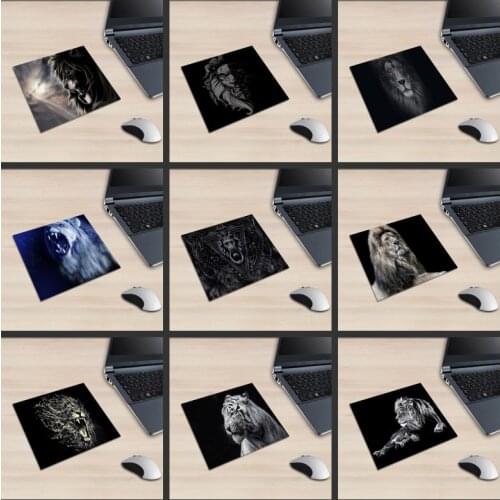 XGZ Laptop Animal Square Mouse Pad Lion Roar Black and White PC Mat Punishment Bad Guy Triad Rubber Anti-skid Universal