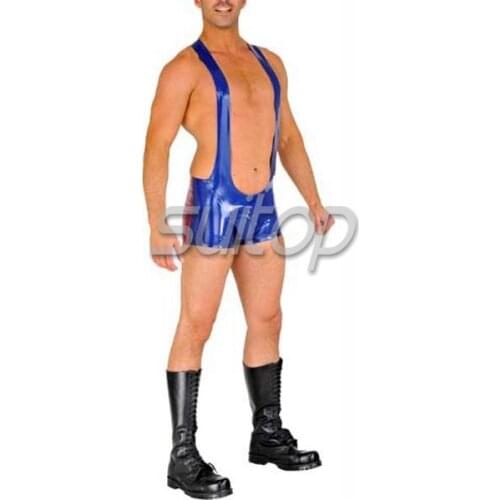 Latex short trousers sexy rubber underwear catsuit