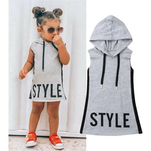 Baby Kids Girls Summer Tunic Letter Dress Casual Party Sundress Clothes Age 1-6T Newborn Baby Girl Clothes Cotton Sleeveless