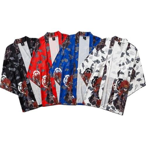 M-XXL Fashion 2020 Balck Red Blue White Japan Anime Loose Summer Beach Cardigan Harajuku Japanese Kimono Style Women Men Tops