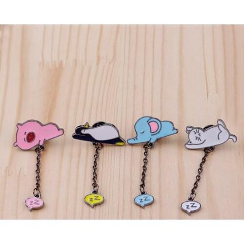 Cartoon enamel brooch animal cat penguin elephant elephant pig alloy pendant brooch fashion denim Shirt collar pin badge jewelry
