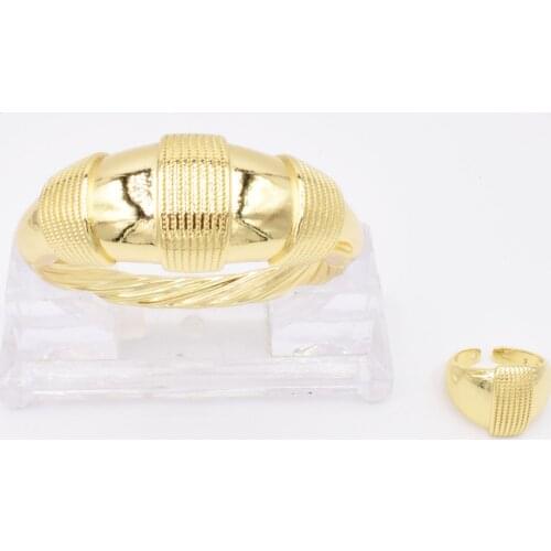 NEW High Quality Ltaly 750 Gold color Jewelry Set For Women african beads fashion Bracelet Ring jewelry