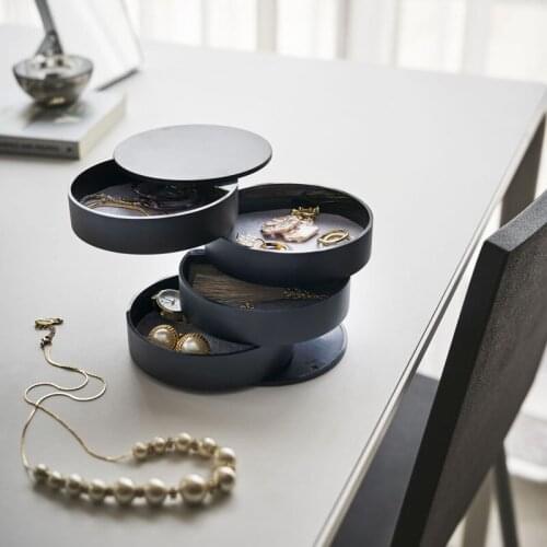 360 Degree Rotation Jewelry Organizer Portable Earring Necklace Watch Ring Display Holder Plastic 4-Layers Jewelry Storage Box