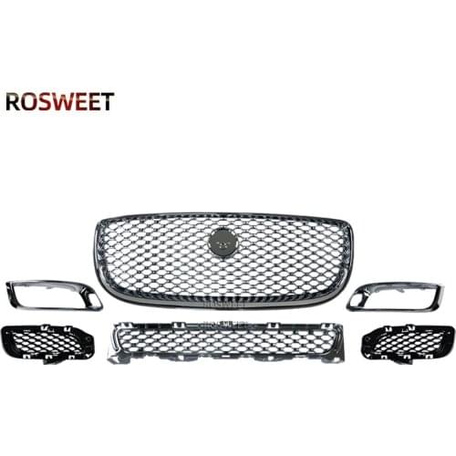 Front Grille Upper Radiator Mesh Grill For Jaguar XJ 2016-2018 Fog Lamp Frame, Auto Parts Set Car Accessories