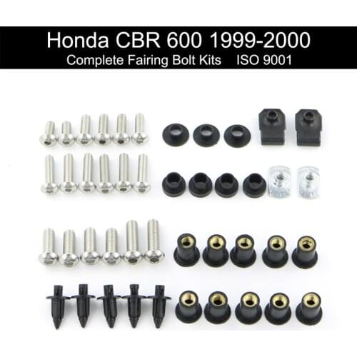 Fit For Honda CBR 600 CBR600 1999 2000 Motorcycle Full Fairing kit Complete Full Fairing Bolts Kit Clips Screws Stainless Steel
