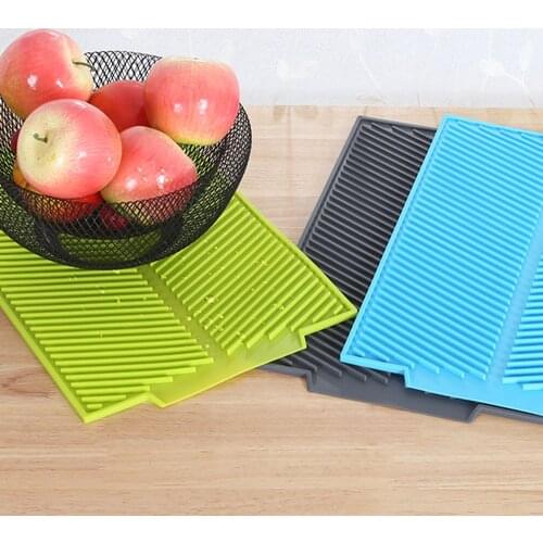 Rectangle Silicone Dish Drying Mat Heat Resistant Draining Tableware Kitchen Sink Washing Up Drying Glassware Pots Rack Drainer