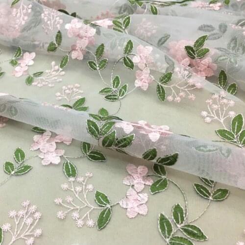 French pastoral style mesh lace three-dimensional embroidery clothing womens long skirt childrens clothing fabric