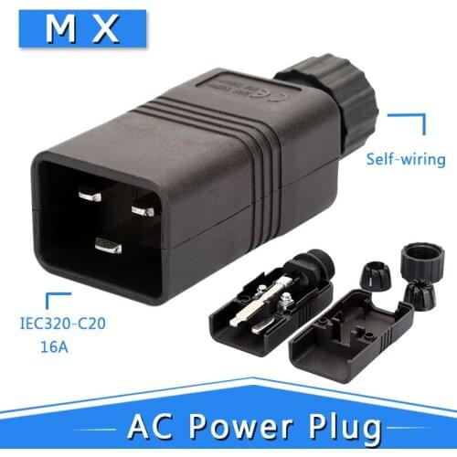 IEC 320 C20 16A 250 Male C20 AC Plug, Reusable Plug, C20 Screw Lock, APC UPS PDU, Computer Server Plug, 4000W, CE ROHS