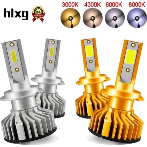 HLXG 2Pcs Car Headlight Bulbs h7 led h4 h1 h11 h8 hb3 hb4 CANBUS no error Turbo led 80W 12000lm 4300K 6000K Auto lamp