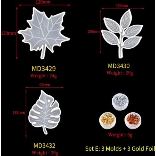 TC112 3D Maple Leaf Mold Kit DIY Epoxy Resin Mold Silicone Craft Mould Gold Foil Paper UV Glue Coaster Mold for Resin