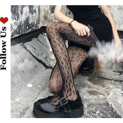 Women Sexy Black Leopard Fishnet Tights Hollow Out Pantyhose Gothic 2021 Transparent Net Holes Pattern Mesh Pantyhose Stocking