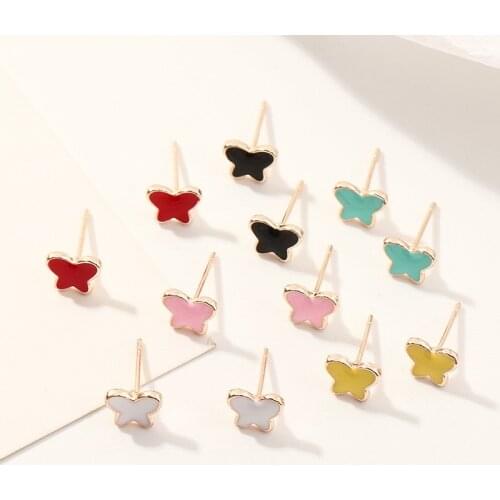 2021 Fashion Women Ear Studs Butterfly 6 Pairs Simple Candy Color Stud Earrings Butterfly Earrings for Women Jewelry Gift