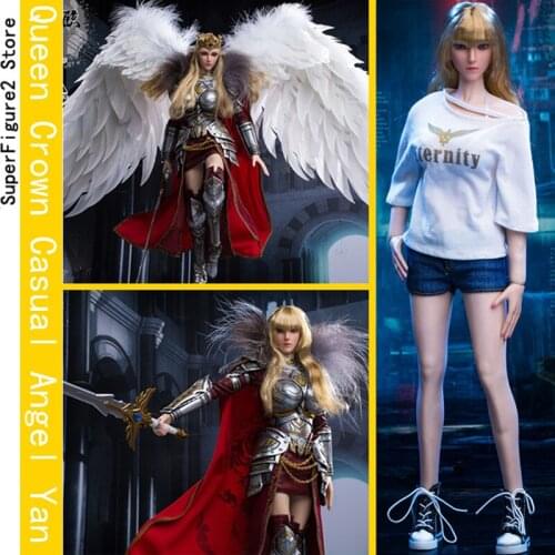 1:6 Super Seminary Yan Angels wing Queen Crown/casual clothes Complete Set 12 inch female soldier figure Collection toy dolls