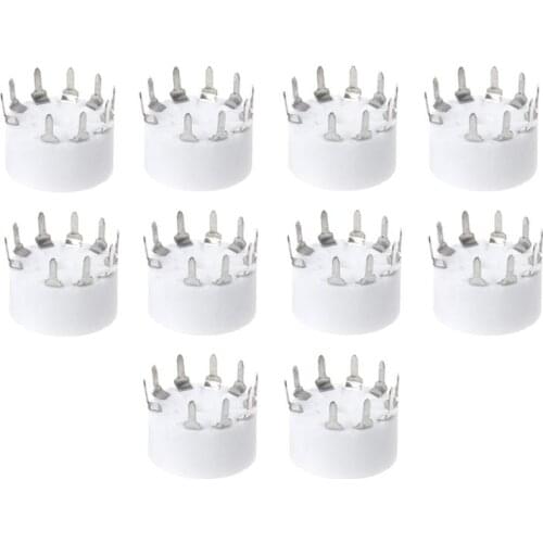 10pcs/set 9-pin Outlet Electronic Tube Ceramic Sockets Gold Plated Tube Holder