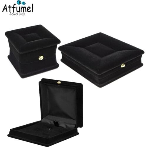 10Pcs Creative Velvet Wedding Ring Box Black Engagement Ring Holder Stud Pendant Jewelry Organizer Gift Box Guarda Joias Caixa