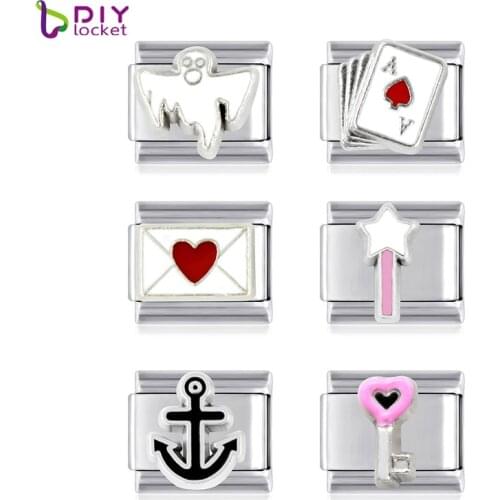 10pcs Mix Style Stainless Steel Italian Charm Bracelet Charms LSIT067-670