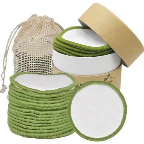 20 Packs Reusable Organic Cotton Pads Makeup Remover Pads Washable Bamboo Cotton Rounds with Cotton Laundry Bag