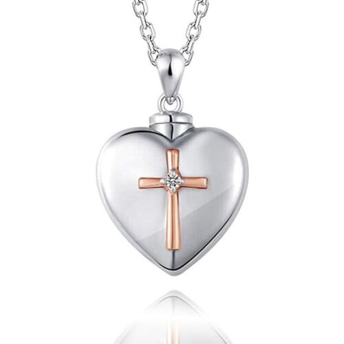 5 Styles Heart Shaped Memorial Urns Necklace Human/ Pet Ash Casket Cremation Pendant Cross Stainless Steel Jewelry Can Open