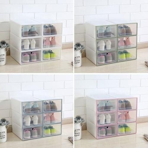 6 Pcs Transparent Shoe Box Flip Design Plastic Storage Case Organizer Dustproof for Home AUG889