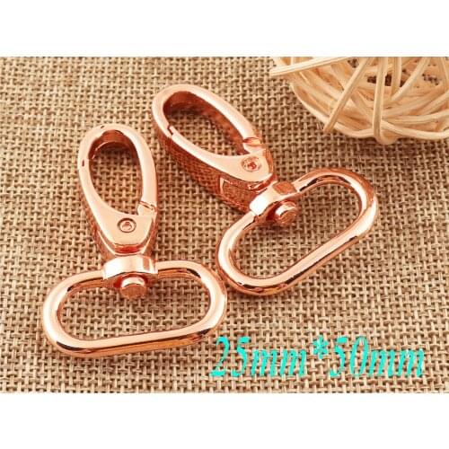 10 Pcs Rose Gold Lobster Swivel Clasps Hook Claws Carabiner Buckle Gate Bag Purse Strap Handbag Snap Clasp-25mm*50mm