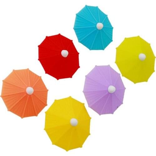6pcs Silicone Party Umbrella Wine Glass Marker Charms Drinking Buddy Cup Identification Cup Identifier Cup Label Tag Sign Mark